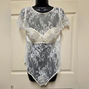 Oh La La Cheri Padded Eyelash Teddy In Whisper White NWT Size 2XL